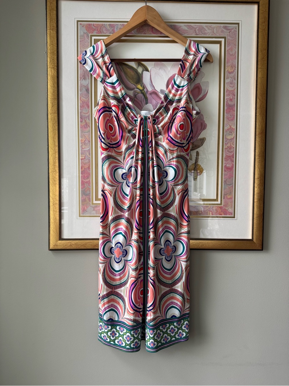 London Times Multi-Color Floral Print V-Neck Women’s Dress